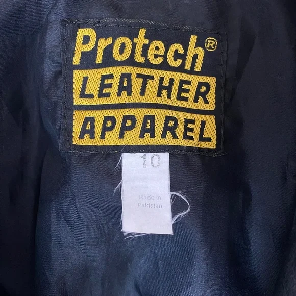 PROTECH Leather Apparel Vintage Black Leather Motorcycle Jacket Size 10 - Picture 6 of 15